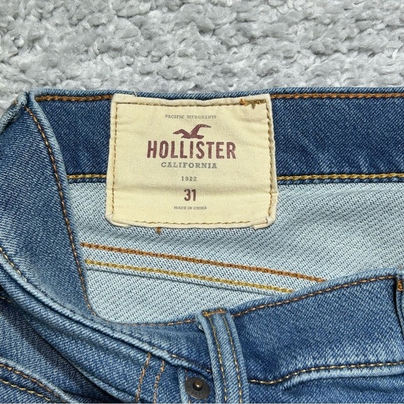 Hollister Shorts Mens 31 Light Wash Stretch Denim Casual Preppy Cuffed Vacation - Picture 2 of 3